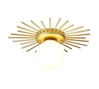 Plafonniers ronds nordiques LED Creative Gold Flush Mount Luminaire Soleil Fleur Forme Acrylique Abat-Jour Lustre En Fer Forgé Pour Salon Chambre Entrée Porche Cuisine (Or,35CM)