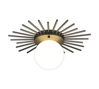Plafonniers ronds nordiques LED Creative Gold Flush Mount Luminaire Soleil Fleur Forme Acrylique Abat-Jour Lustre En Fer Forgé Pour Salon Chambre Entrée Porche Cuisine (Noir,25CM)