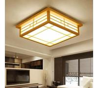 Plafonniers Style japonais carré bois plafonnier original bois LED encastré plafonnier plafonniers(Trichromatic Dimming,65cm)
