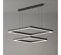 Plafonniers suspendus, lustre LED carré moderne en acrylique pour salon salle à manger cuisine chambre à coucher rectangle noir lampe à suspension de plafond LED exposition plafonnier suspendu