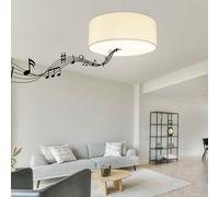 Plafonnier textile lampe blanc haut-parleur bluetooth éclairage salon