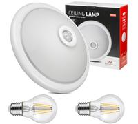 Plafonnifer LED détecteur de mouvement avec 2 ampoules E27 8W Maclean