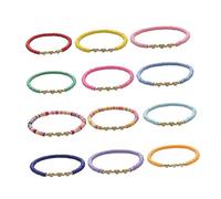 PLAFOPE 12 pièces Bracelets Femme Colorée Élastiques Empilables pour Plage et Fêtes Bijoux Poignet