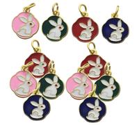 PLAFOPE 12 pièces Breloques Lapin Colorées pour DIY Bijoux Pendentifs Charmants pour Collier et Porte-clés Accessoires Cartoon pour Création de Bijoux Personnalisés