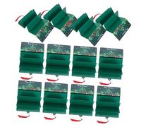 PLAFOPE 12 Pièces Porte Noël avec Emplacements Organisateur de Cartes Festif pour Cadeaux Espèces Pochette Verte à Motifs Père Noël et Bonhomme pour Fêtes et Cadeaux