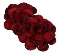 PLAFOPE 2 Paires Clips à Chaussures Fleurs Amovibles en Tissu Rouge, Légers et Faits Main, Décorations Élégantes pour Chaussures de Mariée Lors de Cérémonie Religieuse
