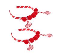 PLAFOPE 2 Pièces Bandeaux de Fête Lollipop pour Garçon Fille Cerceaux Légers à Pompons et Cannes Sucre Orge Accessoires Décoratifs pour Costumes de Carnaval et Noël