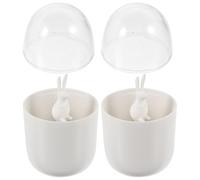 PLAFOPE 2 pièces Boîte Distributrice pour Cotons-tiges Rangement Compact Forme de Lapin Support Porte-cure-dents Pratique et Décoratif pour Maison Bureau