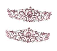 PLAFOPE 2 Pièces Couronne de Mariée Cristal avec Diadème Élégant pour Femmes Accessoire pour Mariage et Célébrations