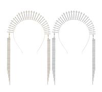 PLAFOPE 2 pièces Couronnes de Déesse Strass Bandeaux Tête avec Glands Accessoires Cheveux Mariage pour Femmes Or et Argent Élégants et Faciles à Porter