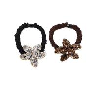 PLAFOPE 2 Pièces Crystal Hair Ties With Rhinestone Sea Star Elastic No Damage Hair Scrunchies For Women Ponytail Holders In And For Beach Wedding And Daily Styling