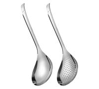 PLAFOPE 2 Pièces Cuillères Écumoire en Acier Inoxydable Cuisine Domestique et Professionnelle, Grosse Passoire à Trous, Diamètre Large, Facile à Utiliser