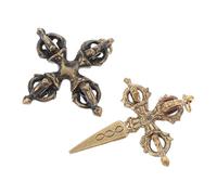 PLAFOPE 2 pièces Pendentifs Vajra Cuivre pour Bijoux DIY Breloques Résistantes et Antirouille Accessoires Suspendus pour Colliers Bracelets et Porte-clés Styles Tibetains Aléatoires