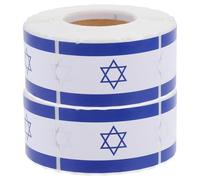 PLAFOPE 2 Rouleaux D’Autocollants Drapeau Israël 50X30 MM en Vinyle Bleu et Blanc Étoile de David Étiquettes Adhésives pour Bouteilles Scrapbooking et Décoration de Fête Hanoukka