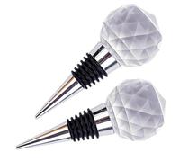 PLAFOPE 2pcs Bouchons de Vin Étanches en Alliage et Cristal Forme Boule, Accessoires de Conservation pour Bouteilles Ouvertes, Scellage Hermétique et Design Élégant