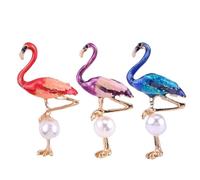 PLAFOPE 3 pièces Broches Flamant Créatives Alliage Épingles Vêtements Colorées Rouge Bleu Accessoires Mode pour Femmes et Filles Décoration Élégante pour Robes et Vestes