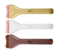 PLAFOPE 3 Pièces Lot de 3 Pinceaux Plats à Fond de Teint Liquide Ultra-Fins en Nylon Doux, Forme Langue Large pour Maquillage Visage Précis, Correcteur et Estompeur, Couleurs Café, Beige