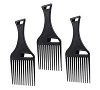 PLAFOPE 3 pièces Peigne Afro Dents Larges pour Cheveux Bouclés Peigne Démêlant Plastique PP Noir pour Coiffure Quotidienne