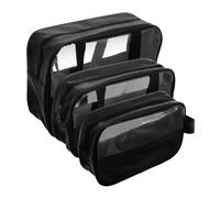 PLAFOPE 3 pièces Trousse de Maquillage Transparente Étanche Set Capacité avec Poignée Organisateur de Voyage pour Cosmétiques Femmes Sac de Toilette Semi Transparent pour Rangement