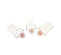 PLAFOPE 3 Pièces U-shape Hair Forks Chinese Style Metal Flower Hairpin Vintage Bun Maker For Traditional Hairstyles Women Hanfu Accessories