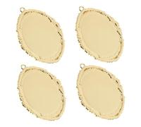 PLAFOPE 4 Pièces Baroque Oval Pendant Trays Metal Bezel Settings DIY Necklace Findings For Jewelry Making
