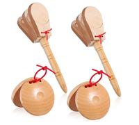 PLAFOPE 4 pièces Castagnettes à Doigts Bois Instrument à Percussion Portable pour Adultes Prise Confortable et Authentique