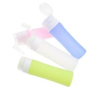 PLAFOPE 4 pièces Flacons Voyage Silicone Distributeurs Lotion Shampooing Réutilisables Portable pour Produits Toilettes Rose Bleu Vert Blanc