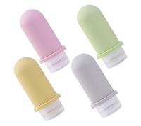 PLAFOPE 4 pièces Lot de Flacons Voyage Silicone Contenants Rechargeables Anti-fuite pour Shampooing Lotion et Gel Kit Pratique pour Déplacements avec Poche de Rangement