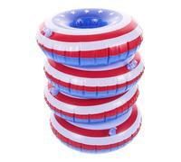 PLAFOPE 4pcs Porte-gobelets Gonflables Décoratifs pour Piscine en PVC, Légers et Réutilisables, Design Drapeau Américain pour Fête la Plage ou Jeux d'eau