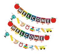 PLAFOPE 4pièces Bannière De Bienvenue Pour Rentrée Scolaire Décorations De Classe Accessoire Pour Premier Jour École Bannière Bienvenue à École