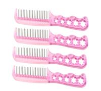 PLAFOPE 4pièces Peignes Acier à Dents Pour Coiffure Anti-électricité Statique Confort Ergonomique Adaptés Aux Perruques Et Usage Domestique Rose