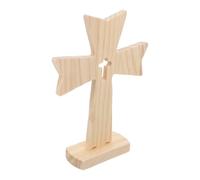 PLAFOPE 5 Pièces Croix en Bois Beige Socle pour Décoration Religieuse Rustique, Facile à Nettoyer et Suspendre, Ornement Intemporel pour Maison et Table