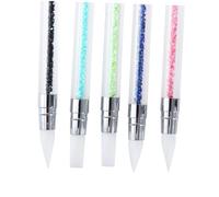 PLAFOPE 5 pièces Lot de Sculpture Ongles Silicone avec Poignée Acrylique Pinceaux Nail Art Gel Précis pour Peinture Gravure et Nettoyage Cuticules