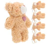 PLAFOPE 5 Pièces Porte-clés Peluche Ours de Cœur, Accessoire Mignon et Confortable pour Paquet à Main ou Paquet à Dos, Couleur Kaki, Saint-valentin et L'amitié