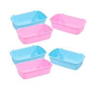 PLAFOPE 6 pièces Bol Mangeoire Suspendu pour Hamster Bols Réutilisables PP avec Crochet Compatibles Petits Animaux Kit Rose et Bleu
