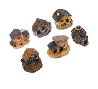 PLAFOPE 6 Pièces Maison Miniature Décorative en Résine, Mini Maison pour Bonsaï et Terrarium, Couleur Café, Style Campagne Rustique, Création DIY, Placement Polyvalent pour Passionnés