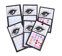 PLAFOPE 6feuilles Autocollants De Maquillage Rhinestones De Bijoux Faciaux Décorations Étincelantes Pour Halloween Et Festivals Adhésifs Réutilisables Formes Variées Pour Visage Et