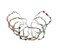 PLAFOPE 8 Pièces Bandeaux Fleuris Élastiques pour Femmes Couronne de Roses Boho Ajustable Accessoires de Mariage Festivals et Cérémonies