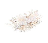PLAFOPE Accessoire Coiffure Mariage Peigne Perles Fleurs Ornement Cheveux Mariée Design Vintage Fixation Stable pour Chignon Cérémonie et Demoiselle d'Honneur