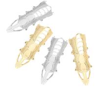 PLAFOPE Bagues Vintage sans Nickel en Alliage Argenté Ensemble de 4 Bague Gothique Réglable Anneau Articulaire Complet pour Femme pour Cosplay et Halloween