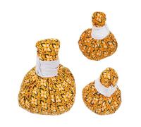 PLAFOPE Balles de Massage Thaï à Base D'herbes Chinoises Naturelles, Lot de 3 Sachets Chauffants en Couleur Jaune, Soulagement Musculaire et Détente, Usage Corps Complet, Bien-relaxation,