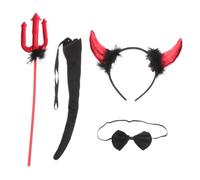 PLAFOPE Bandeau Cornes de Diable Halloween Rouge avec Plumes Noires Accessoire Cosplay Costume Diable pour Fête et Carnaval Set Adapté Femmes et Hommes