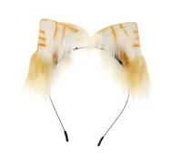 PLAFOPE Bandeau Oreilles Chat Orange Blanc pour Fête et Cosplay Décor Cheveux Simulé Accessoire et Confortable
