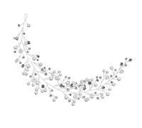 PLAFOPE Bandeau Perles et Strass pour Mariage Femme Délicat Serre-tête Argenté Élégant Accessoire Cheveux Bridal pour Cérémonie et Fête