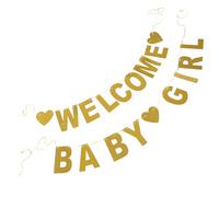 PLAFOPE Bannière Welcome Girl Scintillante pour Fête Garçon Fille Décoration Suspendue Flexible pour Shower et Gender Reveal Lettres Brillantes Résistantes Festive pour Anniversaire
