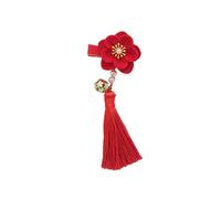 PLAFOPE Barrette Fleur Garçon Fille Chinoise Style Épais Accessoire Cheveux Fille Clips Élégants Rouges Pince Cheveux Pratique pour Coiffure Quotidienne