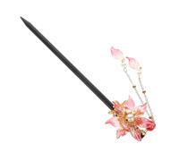 PLAFOPE Bâtonnet à Cheveux Rétro en Bois Pompon en Cristal Artificiel Épingle à Cheveux Vintage pour Femme Accessoire Élégant pour Chignon et Coiffure Mi-Longue Ornement Floral Délicat