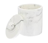 PLAFOPE Boîte de Rangement en Résine Effet Marbre avec Couvercle Organisateur pour Cotons-Tiges et Cure-Dents Petite Boîte Compacte Blanche pour Accessoires de Salle de Bain