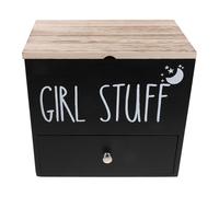 PLAFOPE Boîte de Rangement pour Tampons Hygiéniques Noire en Bois avec Couvercle Hermétique, Grand Espace pour Produits Menstruels, Accessoire Pratique pour Salle de Bain Féminine,