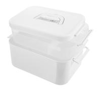 PLAFOPE Boîte de Rangement pour Trousse de Manucure Double Couche Blanche, Polypropylène Résistant, Poignée Robuste, pour Vernis à Ongles et Accessoires Nail Art, Coffret Pratique